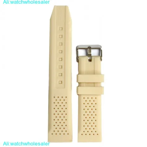 22mm Elegant Beige Silicone Jelly Rubber Ladies Watch Band Straps WB1051L22JB