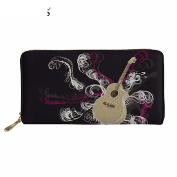 

Fashion Guitar/Music Notes Pattern Woman Man Long PU Leathter Wallet Brand Design Zipper Purse Casual Large Card Bag Murse Sumka