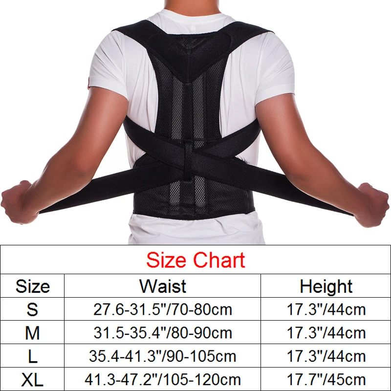 Регулируемый Корректор осанки Назад Поддержка плечевой ремень для мужчин/для женщин Здоровье и гигиена черный Размеры s/m/l
