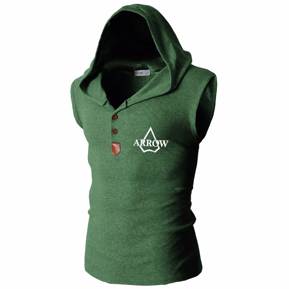 Green arrow sleeveless hoodie Clearance