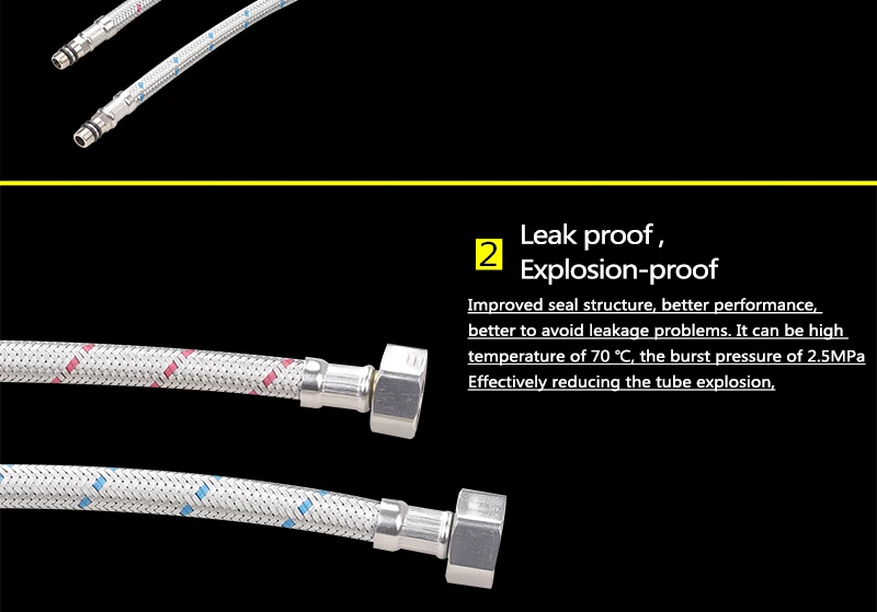 Faucet Hose 2X20'' Flexible Plumbing Hoses Faucets 12 Line Tubing Stainless Steel Bathroom Water Supply Line Hose TubingHoses (11)