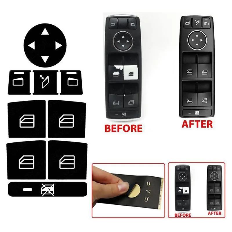 

1x Decals Window Button Sticker Decorative Replace Accessory For Mercedes Benz W204 C250 C300 C350 auto Repair Parts