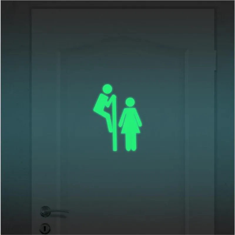 1PCS Bathroom Luminous Door Stickers Wall Pictures For Bedroom Sticker Funny Toilet WC | Дом и сад