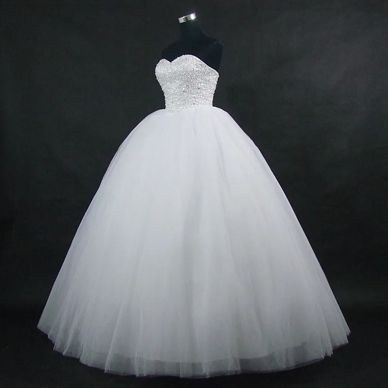 QQ Lover Пышное фатиновое бальное платье Свадебные платья бисером Vestido De Noiva на шнуровке сзади Robe De Mariage