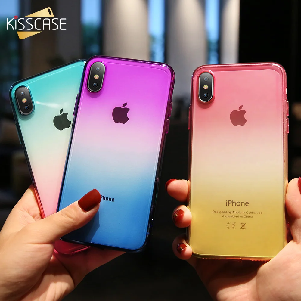 KISSCASE Graient Phone Case For iPhone X XS Max XR Soft Silicone Cases 6 6S 7 8 Plus 5 5S SE Back Cover Coque Fundas |