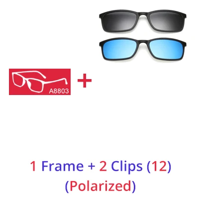 Ralferty Polarized Sunglasses Men Women 5 In 1 Magnetic Clip On Glasses TR90 Optical Prescription Eyeglass Frames Magnet Clips 1 Frame 2 Clips 12