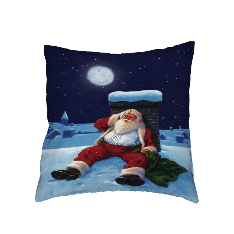 Рождественский подарок, Чехол на подушку, Санта-Клаус, лось, с принтом, забавные свадебные подарки, гостиная, офис, декоративная диванная подушка, наволочка