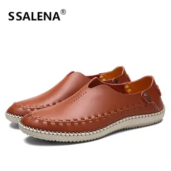 

Mens Handmade Moccasins Soft Leather Shoes Mens Fashion Breathable Round Head Loafer Shoes Outdoor Casual Shoes AA11573