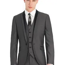 Последний дизайн мужские вечерние костюмы на выпускной Жених Смокинги друзей жениха свадебный Блейзер Костюмы(пиджак+ брюки+ жилет+ галстук) K: 1287