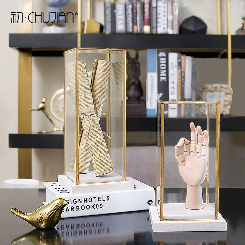 

Nordic Creative vintage Metal glass abstract statue home decor crafts room decoration objects study office Robot hand figurines