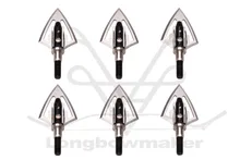 Longbowmaker Black Fighter Style 6 Blade Broadheads Archery Arrow Heads Hunting 6BZDJ ( 6Pack, 100 Grain )