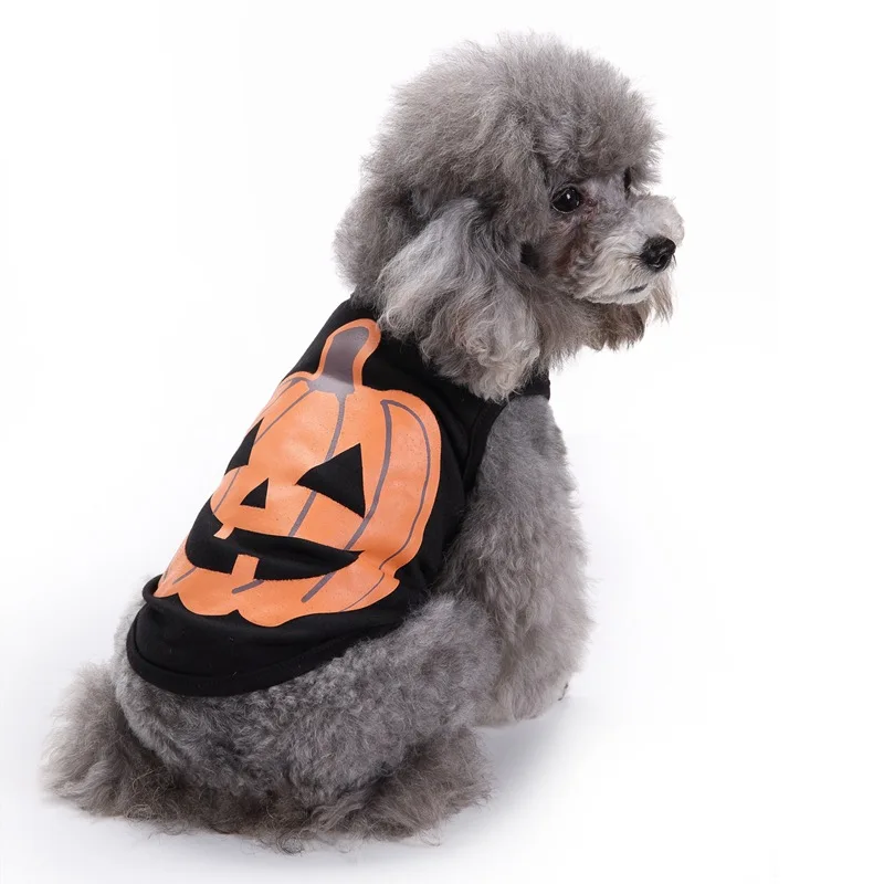 100% хлопок Лето Хэллоуин Тыква собака летняя одежда Xs Одежда для собак Petcircle Roupa