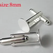 8 мм подушечки 300 шт/партия серебряные тона запонки заготовки ювелирных изделий находки EMS#2801