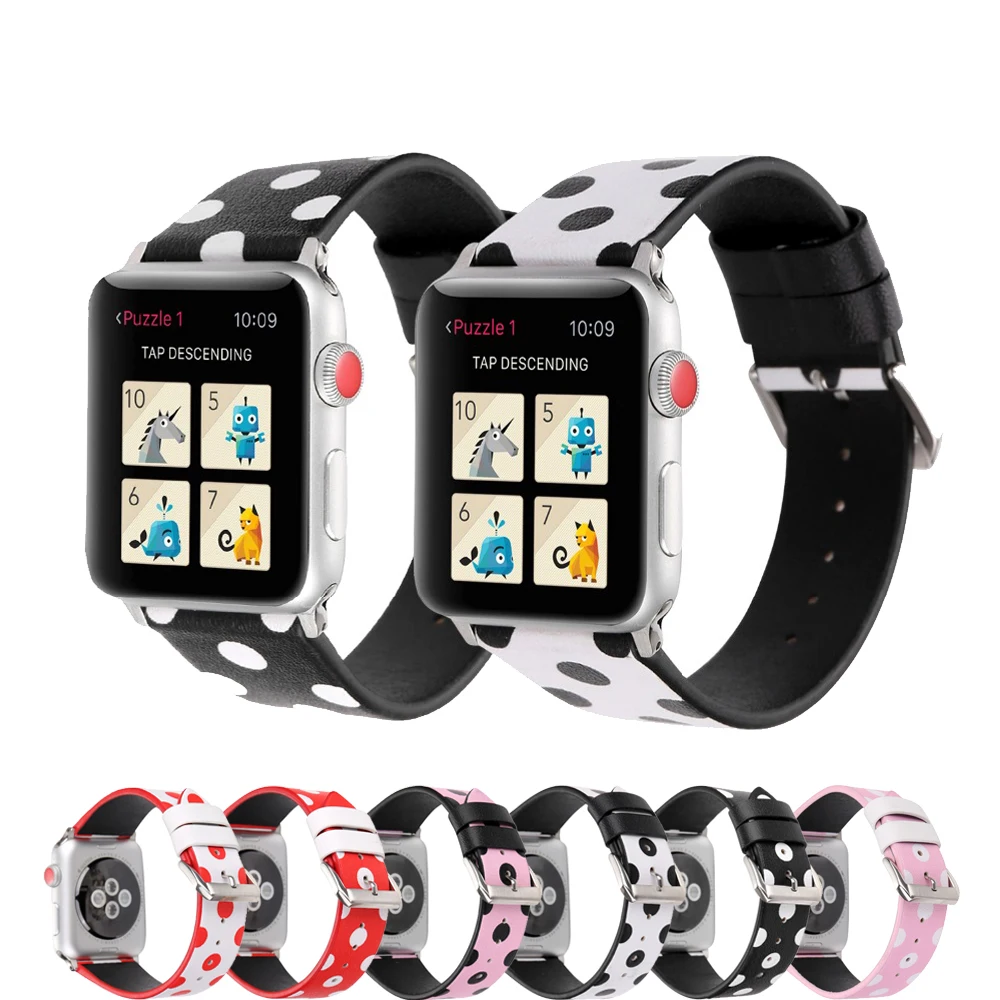 

For Apple watch band 42mm 32mm Leather strap for iwatch series 3 2 1 fashion Wave point Bracelet Wrist belt watch Accessories