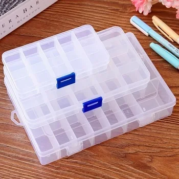 

Practical Adjustable 10/15/24 Compartment Plastic Storage Box Jewelry Earring Bead Screw Holder Case Display Organizer Container