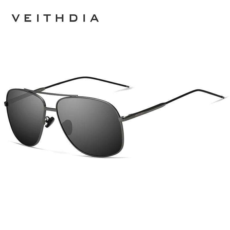 Мужские солнцезащитные очки VEITHDIA, винтажные прямоугольные очки с поляризационными стеклами, степень защиты UV400, для мужчин и женщин, V2495 - Цвет линз: Gray Gray