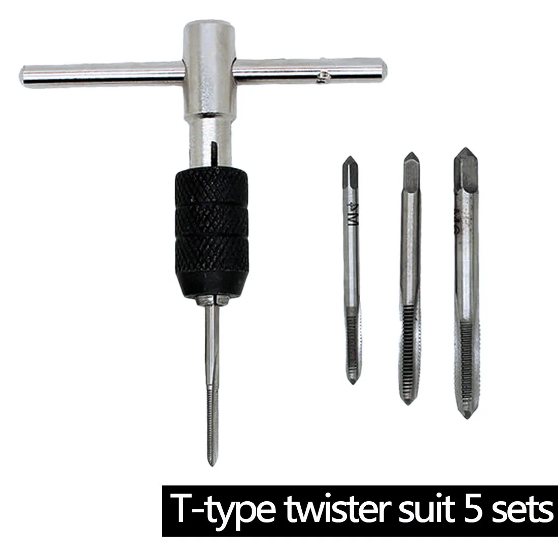 

T Type 5pcs/Set Machine Hand Screw Thread Taps Reamer M3/M4/M5/M6 Tap Set Fit Handle DIY Tool Accessories Hand Tools
