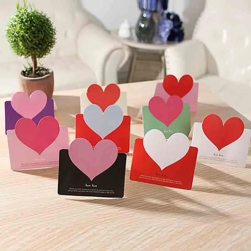 

20Pcs/Pack Mini Simple Creative Hollow Love Word Heart Greeting Card Postcard Thanks Birthday Card Paper Wedding Party Supplies