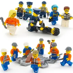 Полиция вор узник строитель 12 фигурок совместимые самые Марка просветить строительные блоки кирпичи игрушки для детей подарок