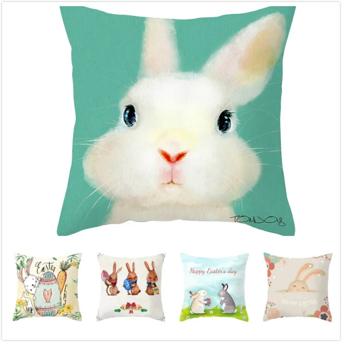 

RULDGE 1PC Cute Rabbit Printed Customized Home Decorative Cushion Covers Animal Design Throw Pillow Case Home Decor