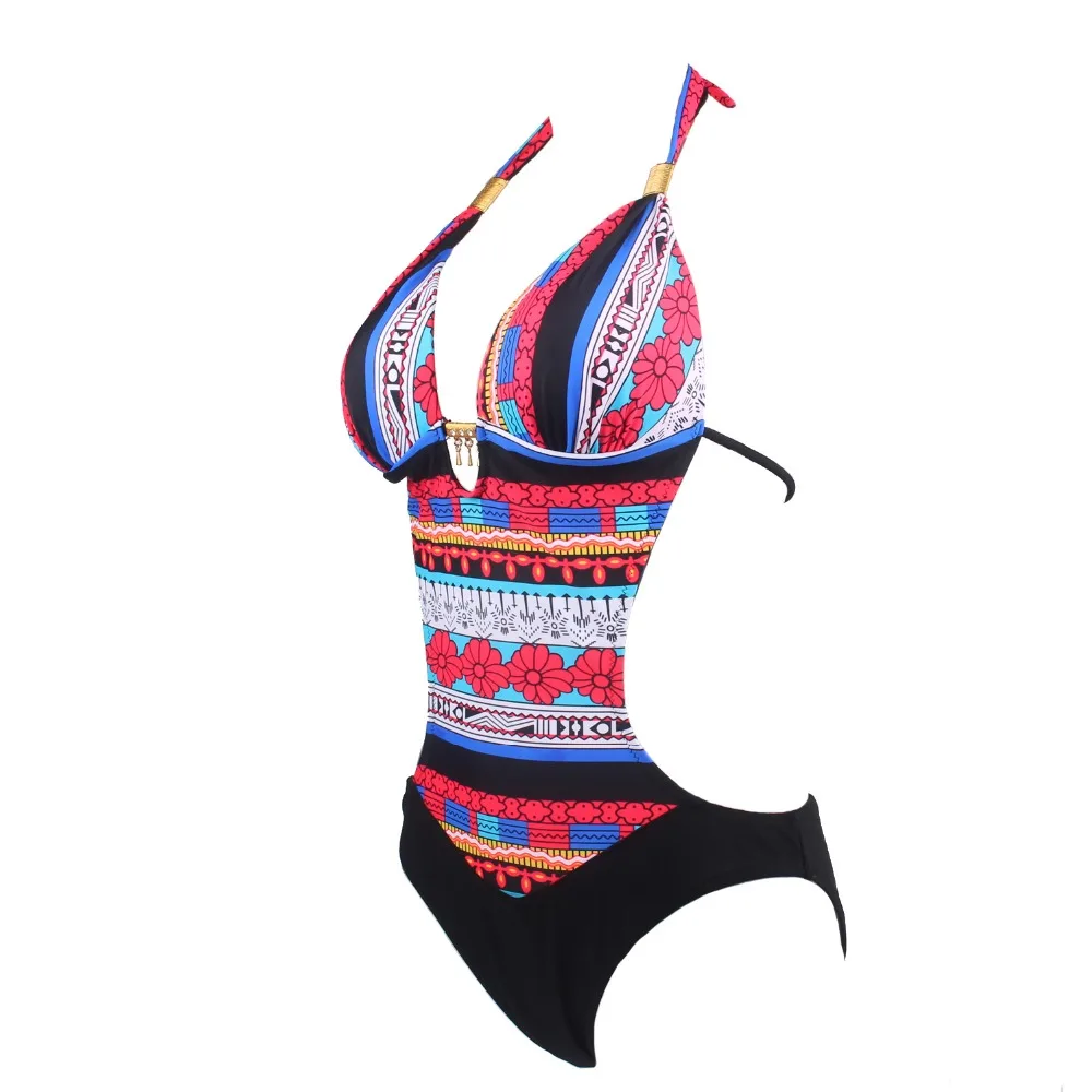 Женский винтажный купальник монокини с геометрическим узором 2019|swimwear women sexy|swimwear
