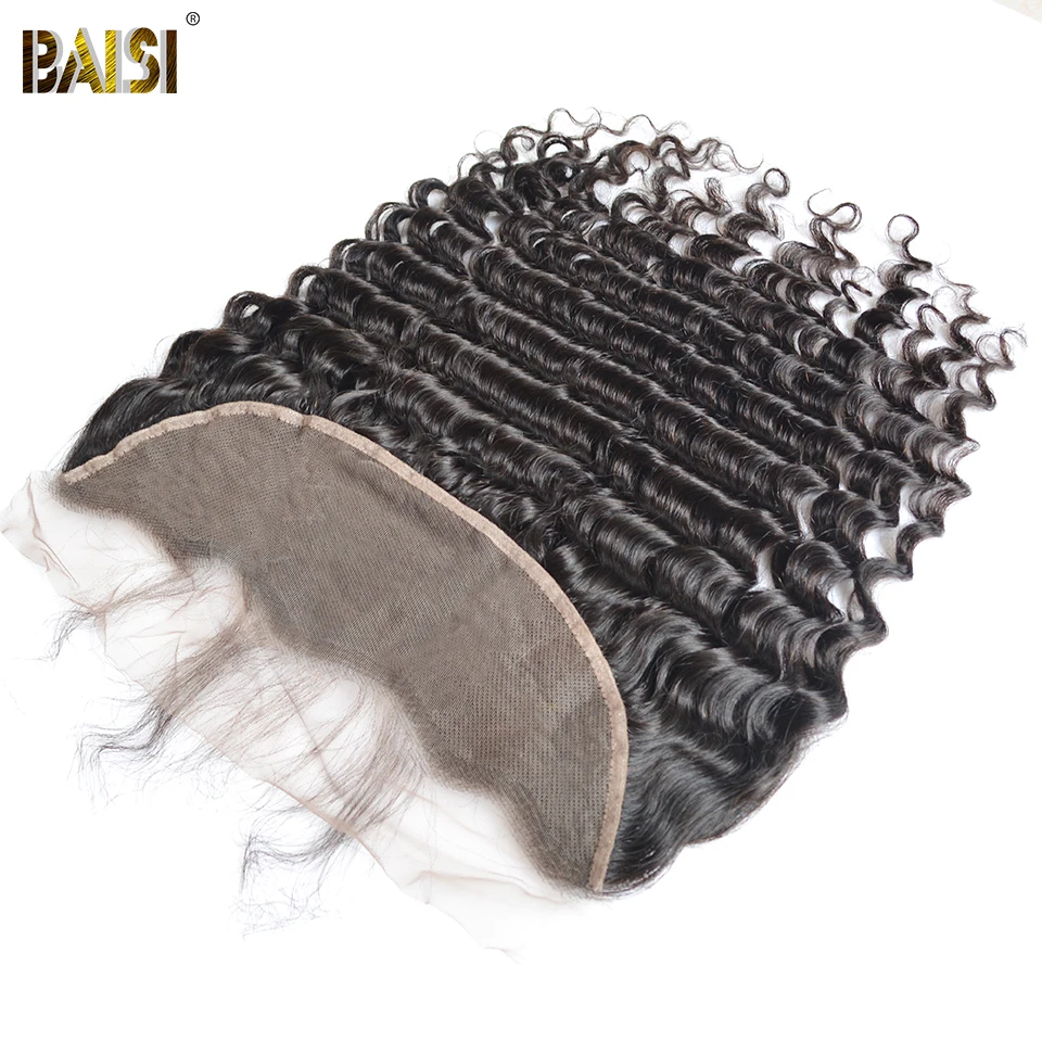 BAISI волосы бразильские девственные волосы глубокая волна Кружева Фронтальная с детскими волосами отбеленные узлы 100% человеческие волосы