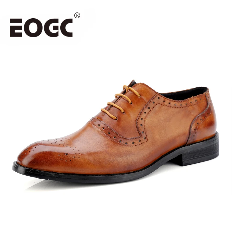 

Genuine Leather Men's Dress Shoes Size 47 Fashion Brogue High Quality Retro Business Wedding Formal shoes Oxfords Shoes For Men