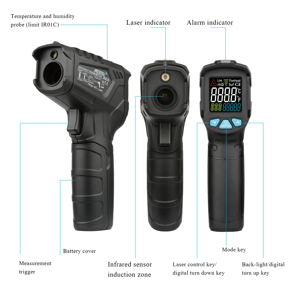 Billige MESTEK IR01 digital thermometer feuchtigkeit meter infrarot thermometer hygrometer temperatur meter pyrometer Imager termometro