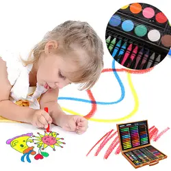 150 шт./компл. канцелярские принадлежности для рисования Подарочная деревянная коробка обучения ручка цвета воды Цветные карандаши дети