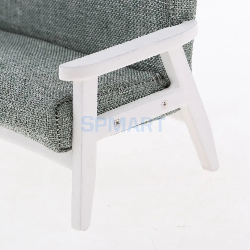1:12 Scale Dollhouse Miniature Wooden Double Sofa Couch Living Room Bedroom Furniture Decoration Dolls Accessory Model Toy