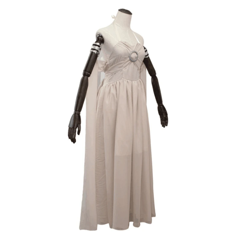 Popular movie Game of Thrones Daenerys Targaryen Rice white Dress Long Hair Wig Suit Cosplay Costumes Halloween Party Clothes