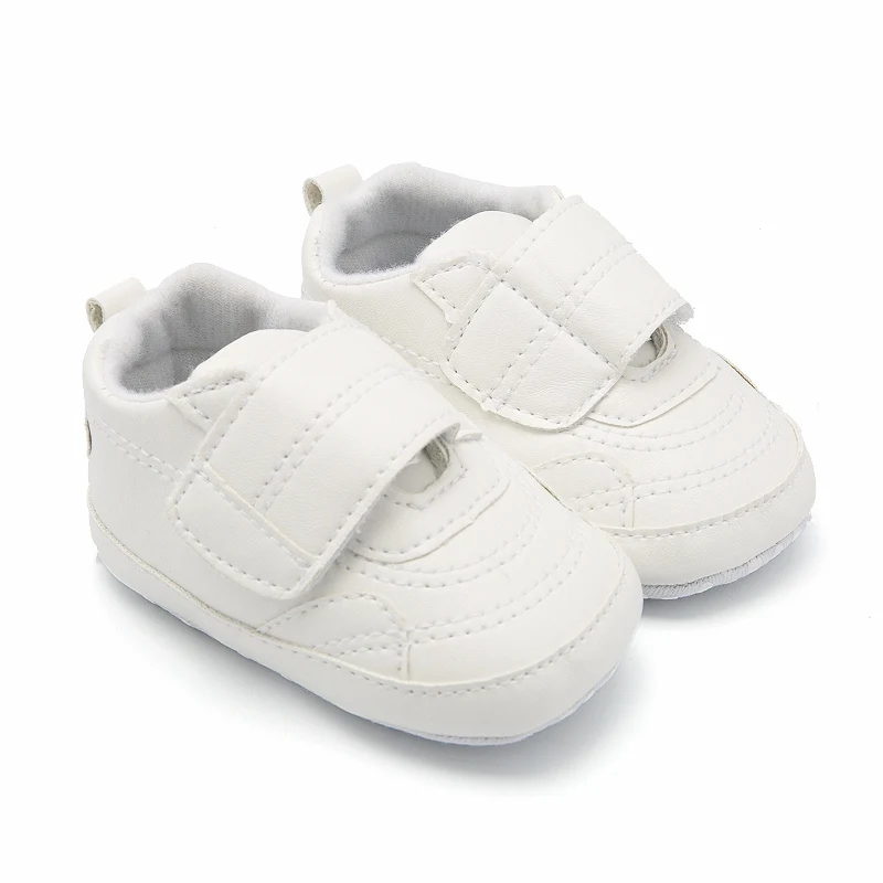 Новый Чистый белый PU спортивная обувь для новорожденных Для маленьких мальчиков девочек Впервые ходунки обувь для новорожденных детские