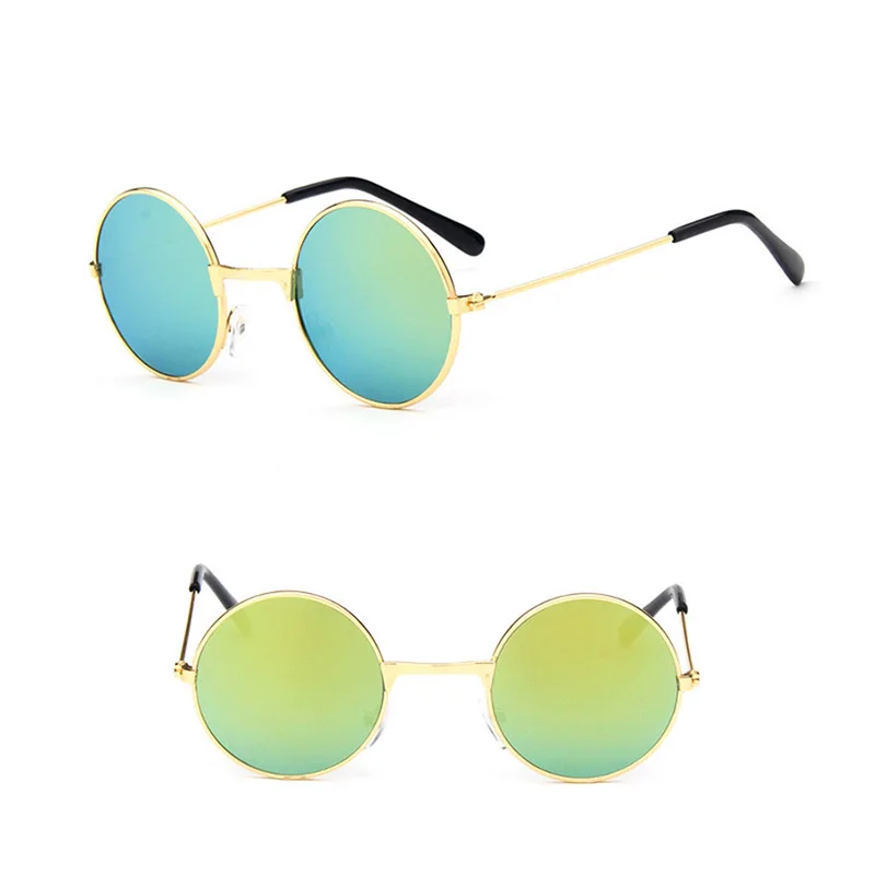 Анти-УФ Круглые Солнцезащитные очки дети винтажная металлическая оправа зеркальные очки для мальчиков девочек UV400 тени очки детские солнцезащитные очки Oculos - Цвет линз: C6