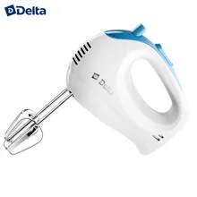 Миксер DELTA DL-5063 белый с голубым: мощность 200 Вт, 5 скоростных режимов