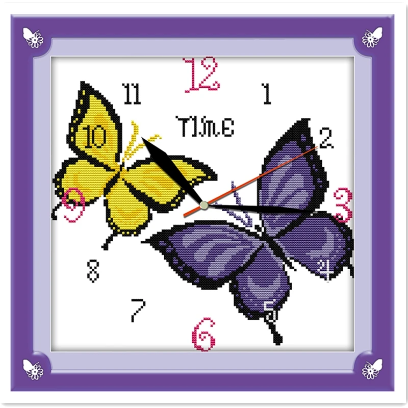 

Butterfly Clock Chinese Counted Cross Stitch Pattern 11CT 14CT Printed On Canvas Embroidery Cross Set Home Decoration Painting
