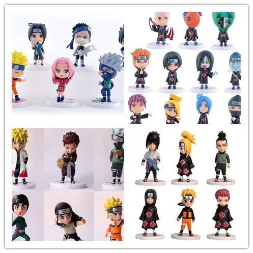 

HOT Many styles 6 Pcs/set Naruto Action Figure Q Edition Sasuke Figurine Anime PVC Model Doll Collection Kids Toys