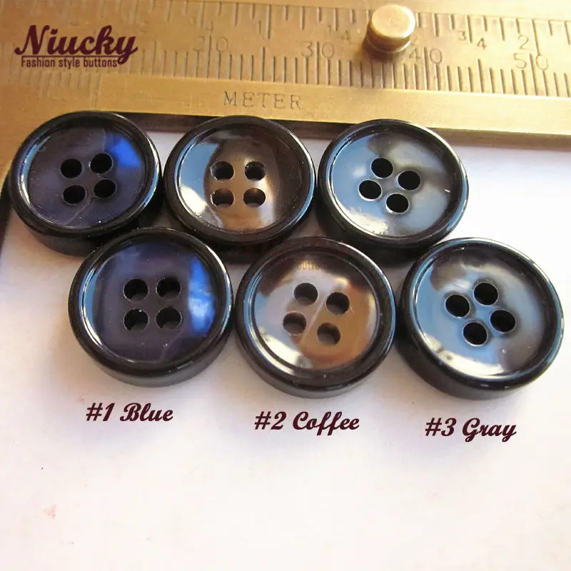 Niucky 11 мм/12,5 мм 4 отверстия черная тонкая боковая чаша перламутровые модные пуговицы для пришивания синий кофе серый рубашка пуговицы R0201-036