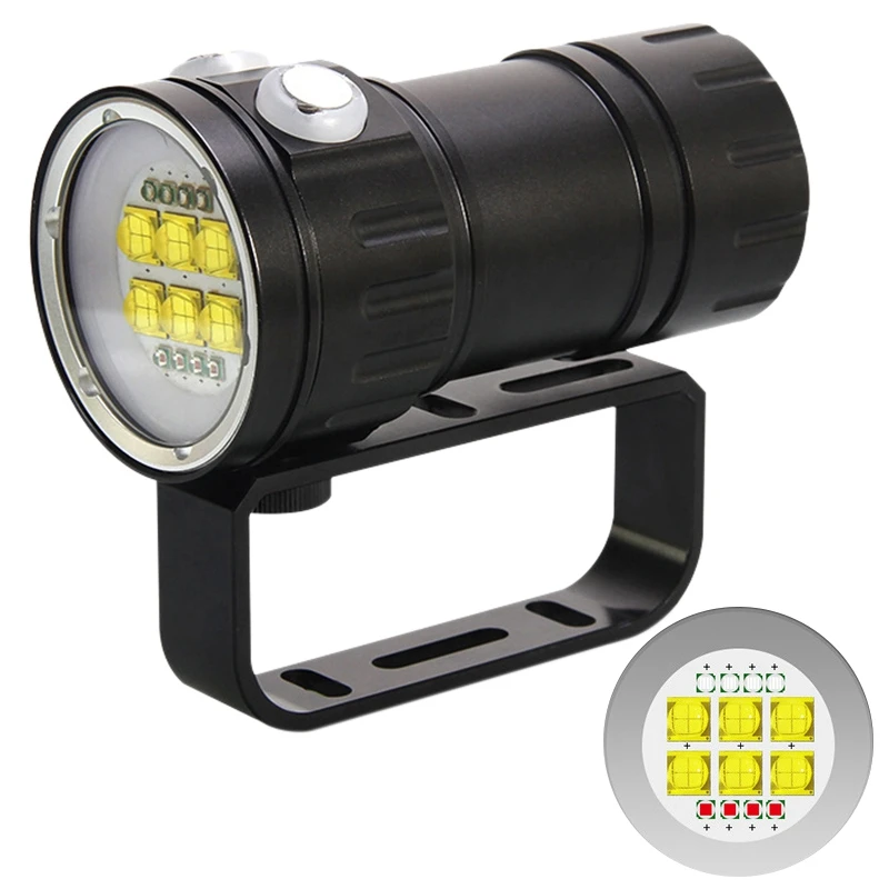 

500W Professional Photography Fill Light Diving Flashlight Red Blue Light Glare High Power Underwater 80 Meters Ipx8