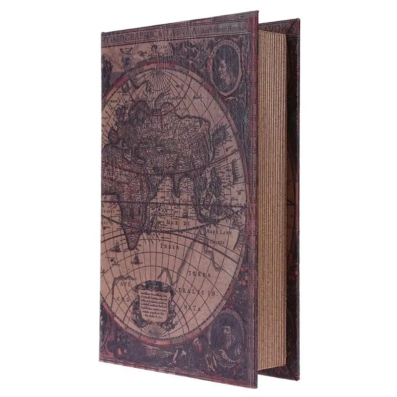 Wooden Storage box Retro European Style World map Security Safe Book Cash Money Jewelery Organizer Box Caixa De Armazenamento