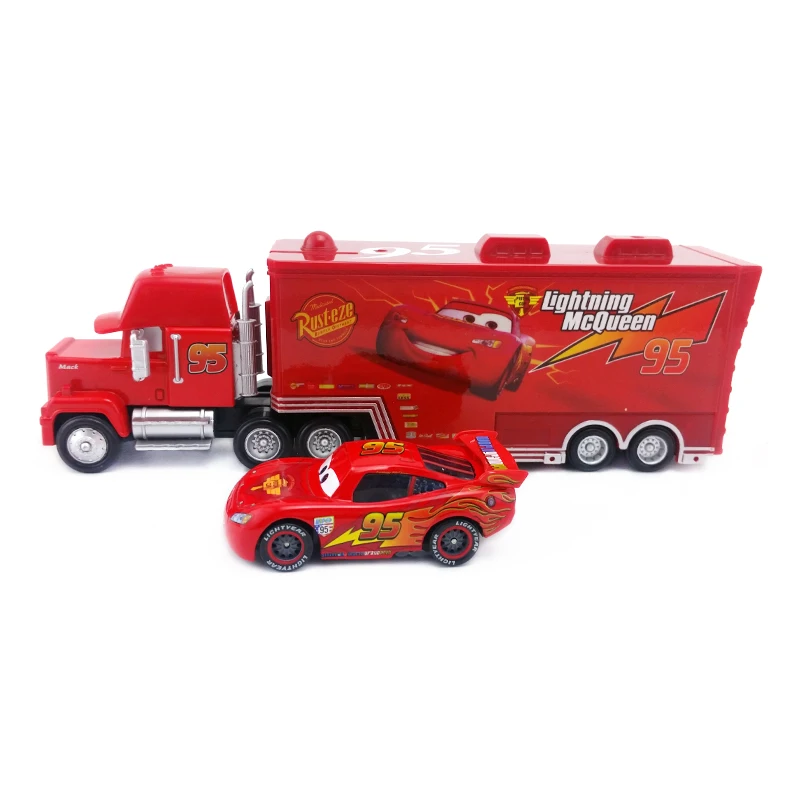 Disney «Тачки» № 95 Mack гонщика Грузовик& Lightning McQueen игрушечный автомобиль модель 1:55 Свободные дети мальчик подарок