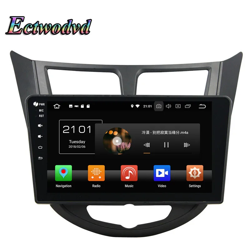 Clearance Ectwodvd Octa Core 4G RAM 64G ROM Android 9.0 Car Multimedia DVD Player GPS HeadUnit for Hyundai Verna,Accent,Solaris 2011-2012 4
