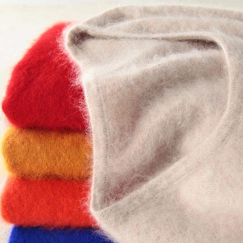 Супер теплый пушистый норковый кашемировый мягкий меховой свитер с круглым вырезом и пуловеры для женщин, осенне-зимний джемпер, женские брендовые джемпер