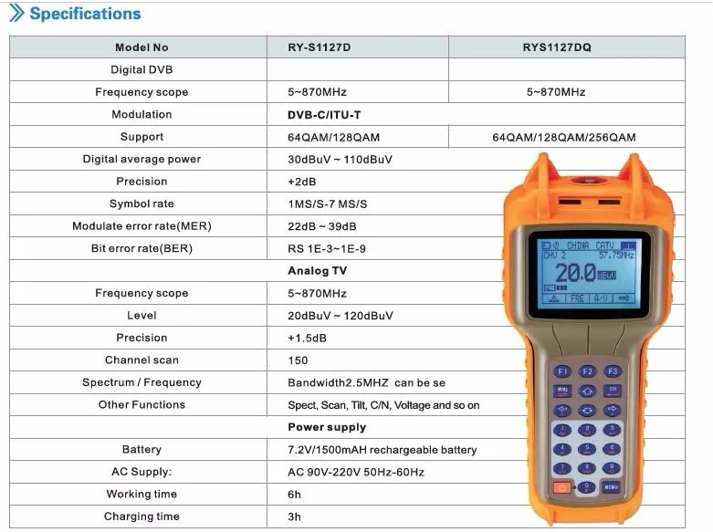 Ruiyan RY S1127DQ CATV Signal Level Meter QAM256 5 870MHz|signal level meter|digital  signal levelline power - AliExpress