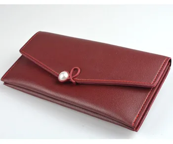 

Women Long Wallet With Pearl Decoration Leather Purse 5 Color By LaMaxZa id holder bags Women Purse