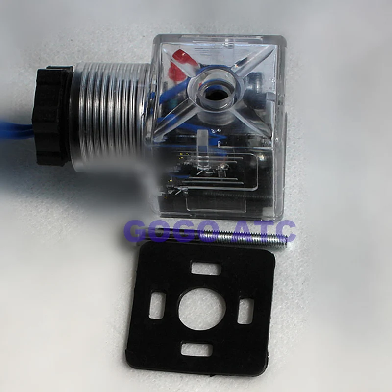 PE 3PIN 5Pcs Hydraulic Solenoid Coil Valve Plug Universal AC 110V-220V 10A Solenoid Coil Connector Socket with Led Indicator Light