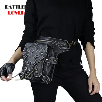 

Women Steampunk Bags Gothic Waistbags Packs Retro Rock Leather Fashion 2020 Shoulder Messenger Leg Bags for Female Punk Wind
