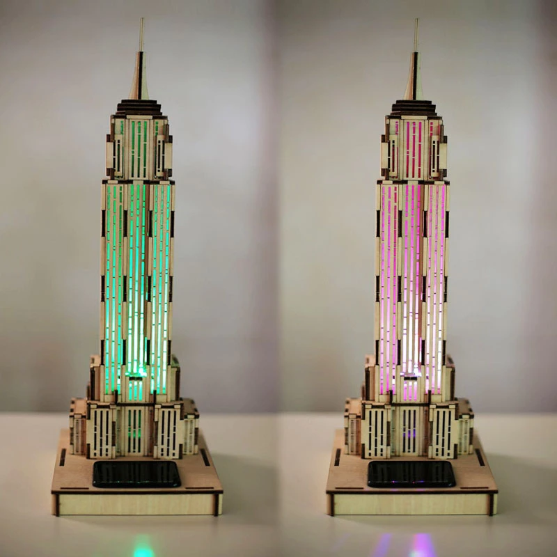 Empire State Building Brand Building Model Set 3d Model Diy Solar Colorful Luminous Wooden Toys Puzzle 2016 Model Diy Building Modelempire State Building Aliexpress