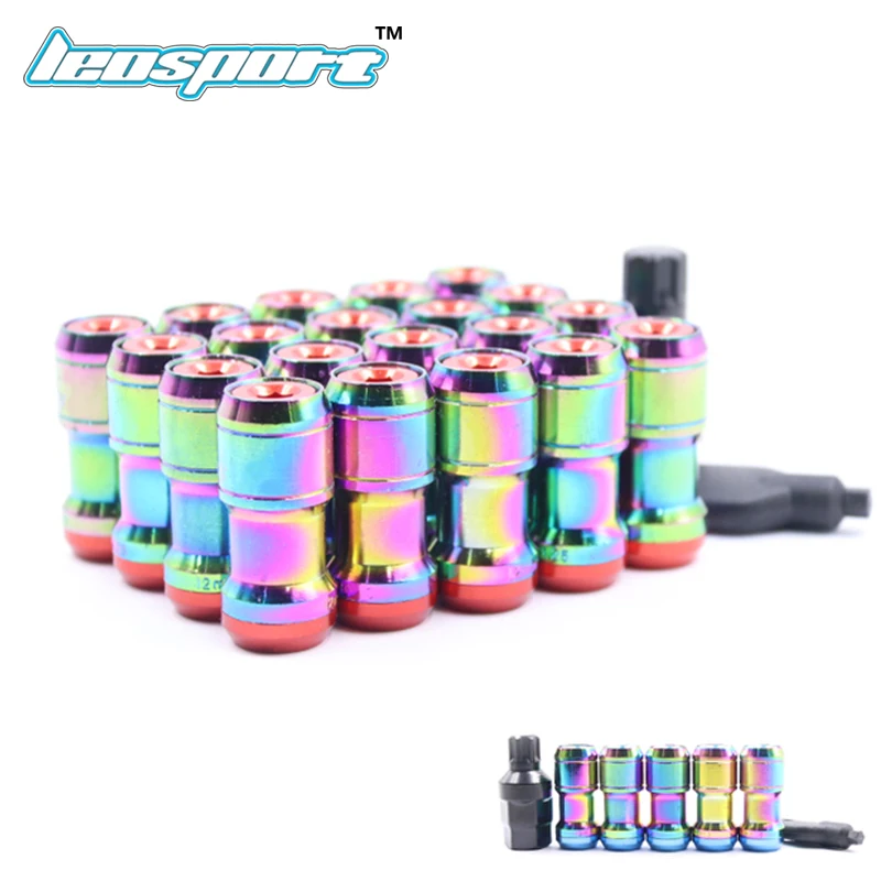20pcs/set 44mm racing Steel Wheel Lock Lug Nuts Neo Chrome Concealed Heptagon Formula Steel Wheels