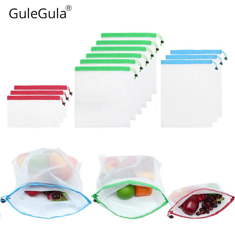 

12pcs Reusable Produce Bags kitchen accessories Washable Eco Friendly Bag for Shopping Storage Fruit Vegetable Toys Sundries