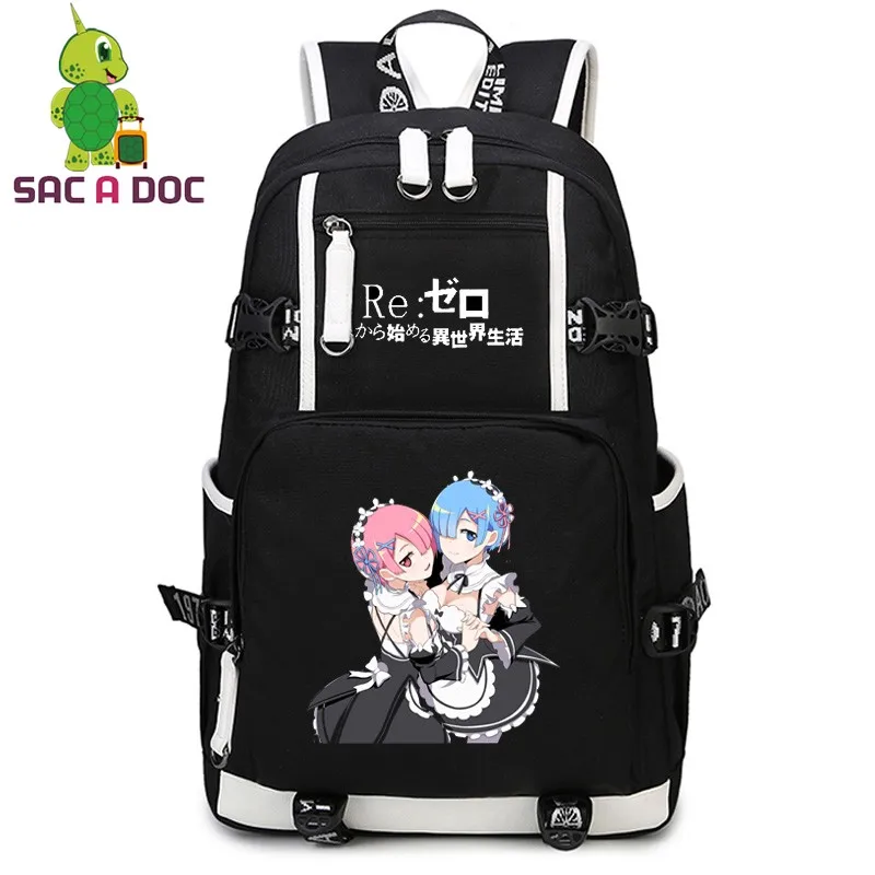 

Anime Re: Life In A Different World From Zero Backpack Women Men Laptop Backpack Students Cartoon Rem Ram School Bags